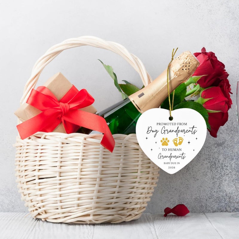 SUCHAGIFT Grandparents Gifts - First Time Grandparents Gifts for Grandma Grandpa - Baby Pregnancy Announcement Ornament for Grandma Grandpa, Promoted from Dog Grandparent to Human Grandparent Ornament - Image 5
